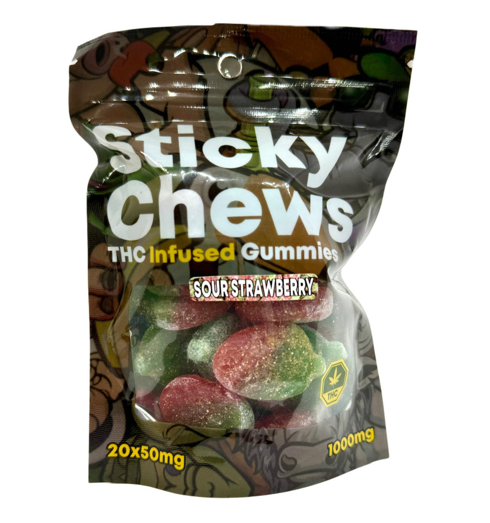 Sticky Chews Sour Strawberries 1000mg