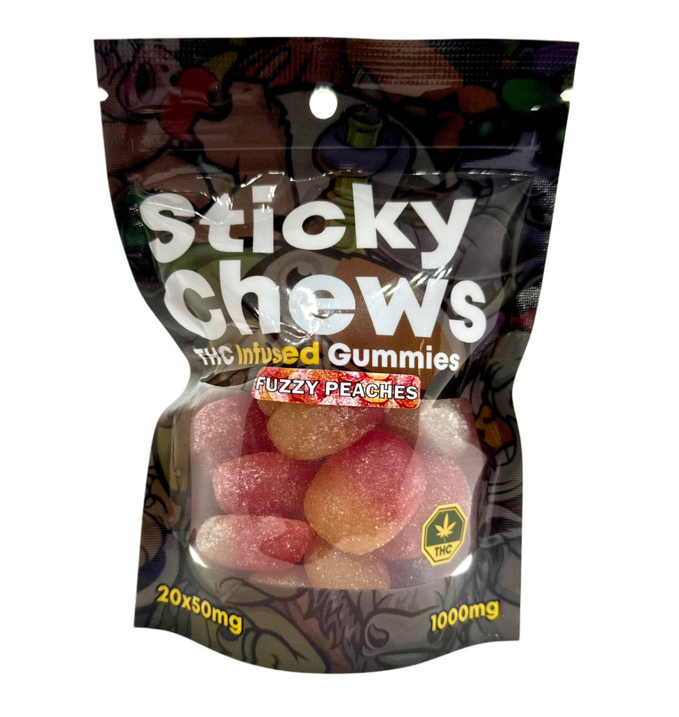Sticky Chews Sour Fuzzy Peaches 1000mg