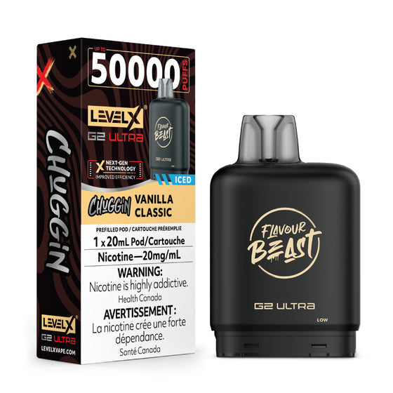 Level X Ultra G2 Pods By Flavour Beast - 50k - Chuggin Vanilla Classic