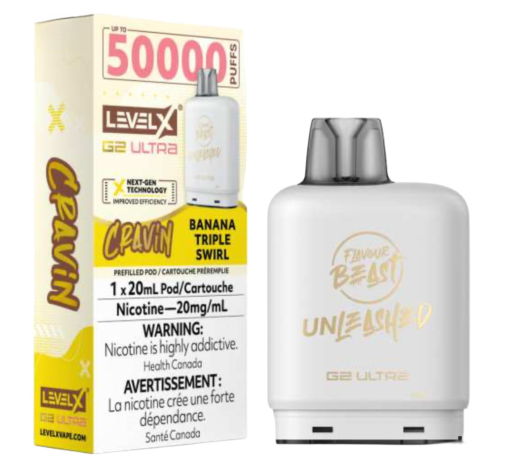 Level X Ultra G2 Pods By Flavour Beast - 50k - Cravin’ Banana Triple Swirl