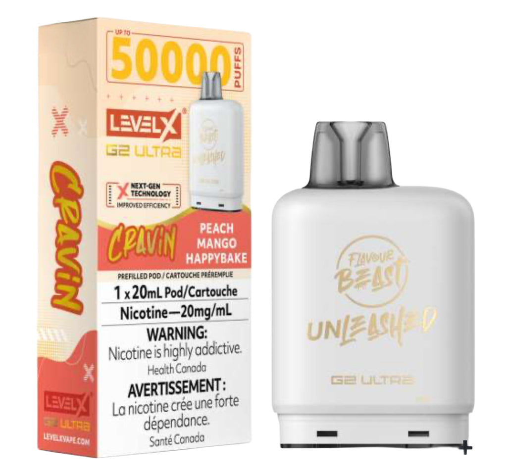 Level X Ultra G2 Pods By Flavour Beast - 50k - Cravin’ Peach Mango Happy Bake