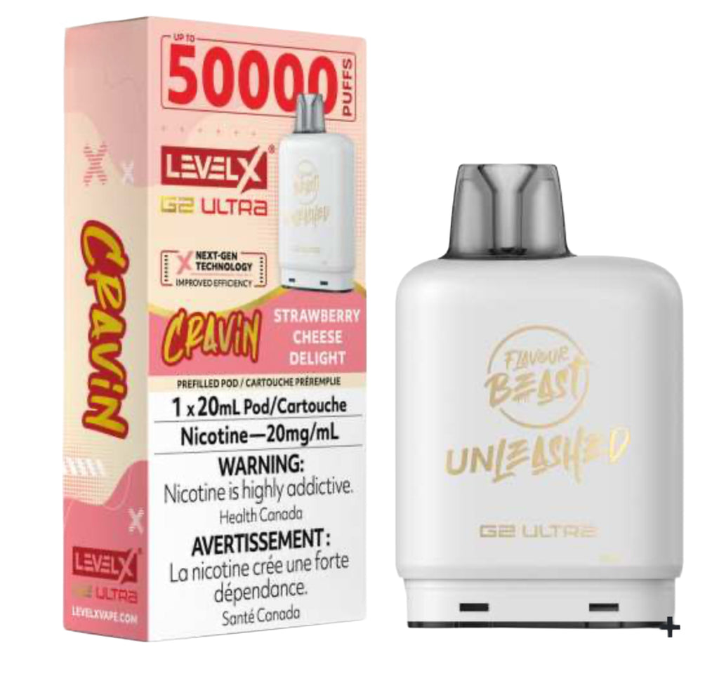 Level X Ultra G2 Pods By Flavour Beast - 50k - Cravin’ Strawberry Cheese Delight