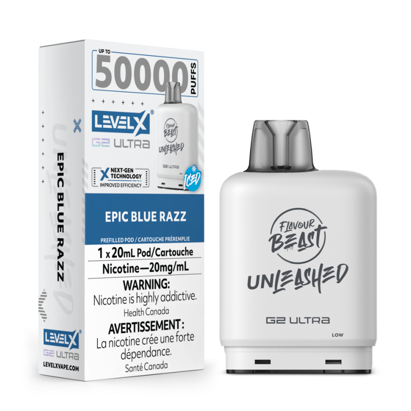 Level X Ultra G2 Pods By Flavour Beast Unleashed - 50k - Epic Blue Razz