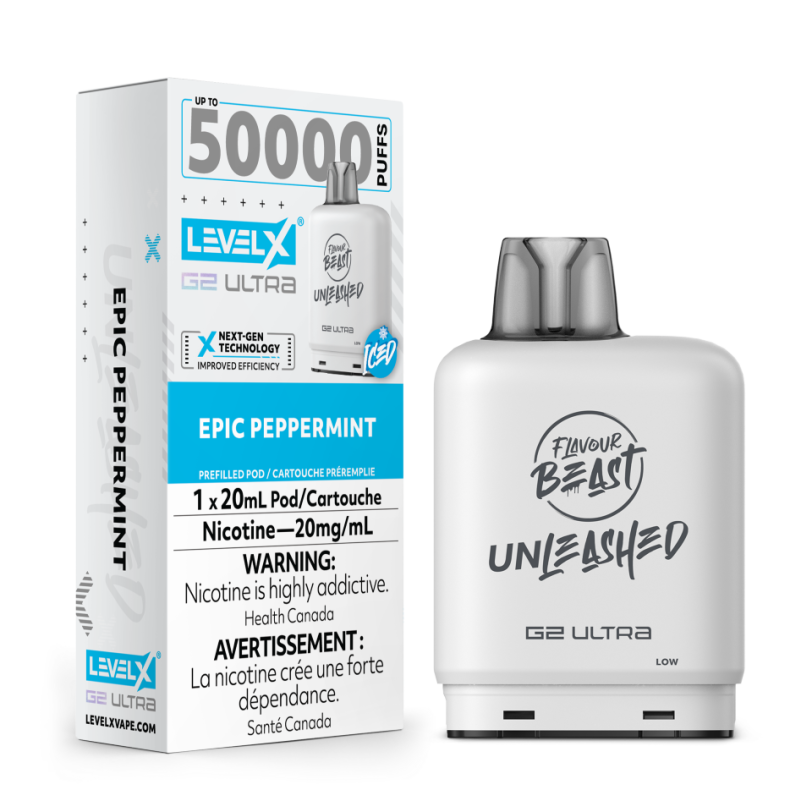 Level X Ultra G2 Pods By Flavour Beast Unleashed - 50k - Epic Peppermint